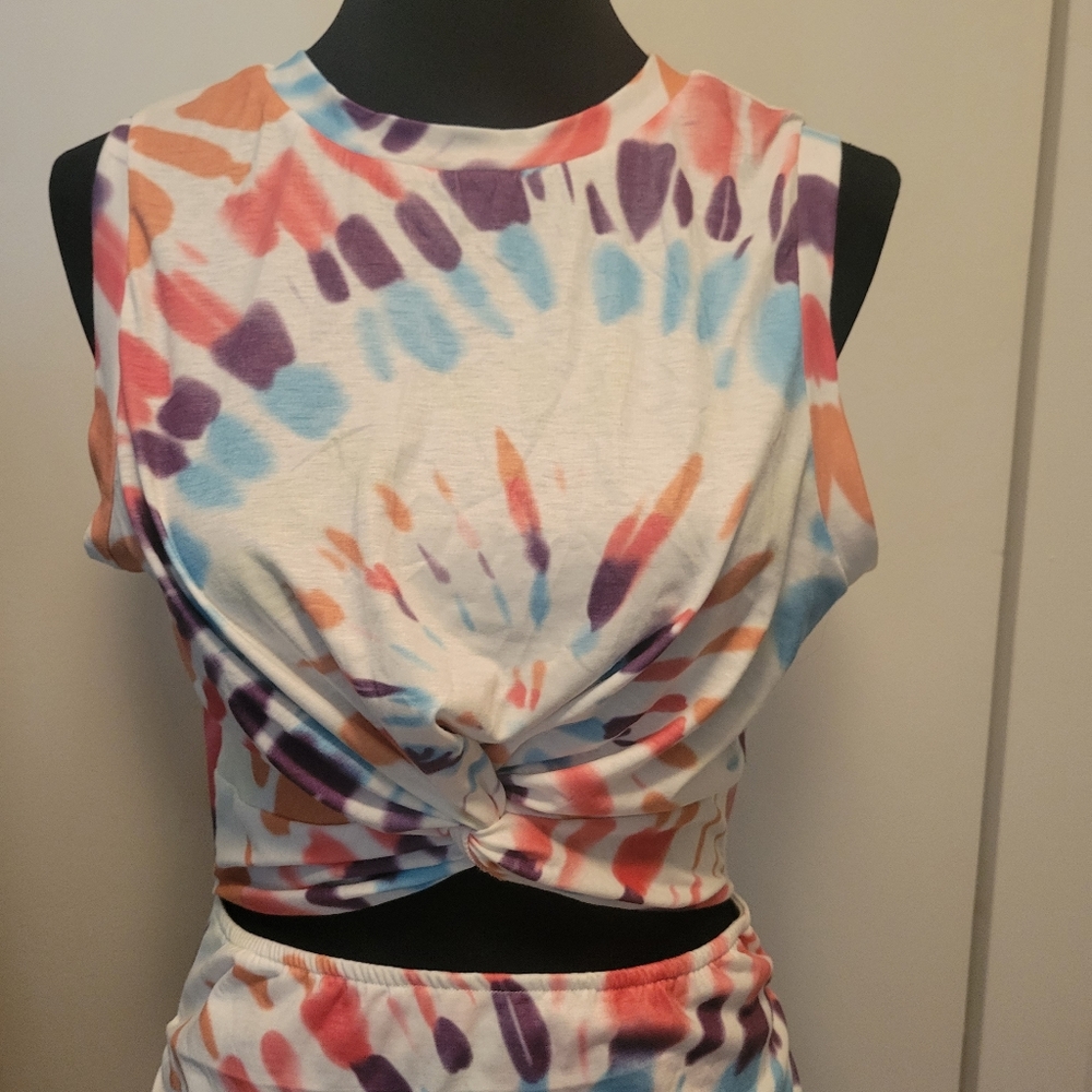Tye dye Crop top midi dress size large - Picture 8 of 9